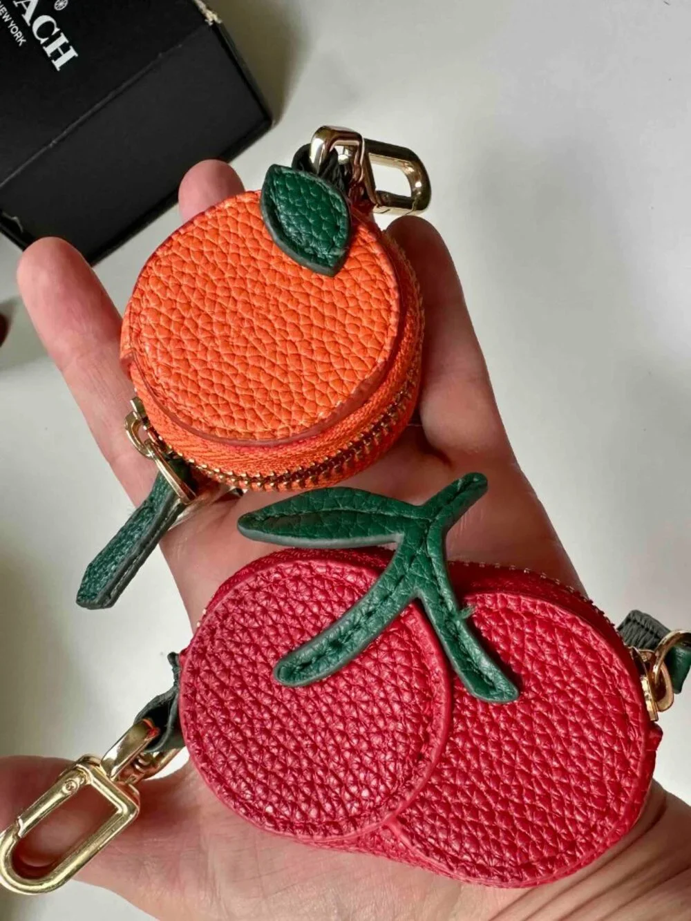 2pcs Adorable Fruit Bag charms Cherries Orange Changepurses Earbud / Coin cases